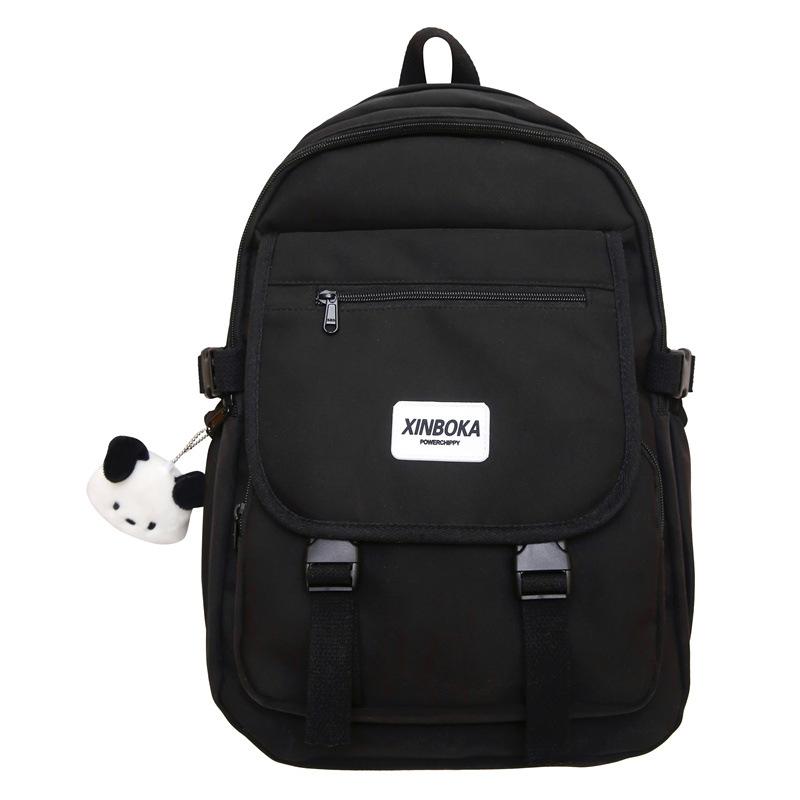 

Женская школьная сумка контрастного цвета для учащихся младших классов средней школы, большой вместительный рюкзак для путешествий на открытом воздухе чёрный
