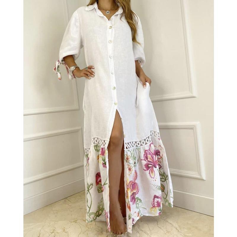 

Seven Tenths Women s Patchwork Lace Shirt Sleeve Dress Long S белый