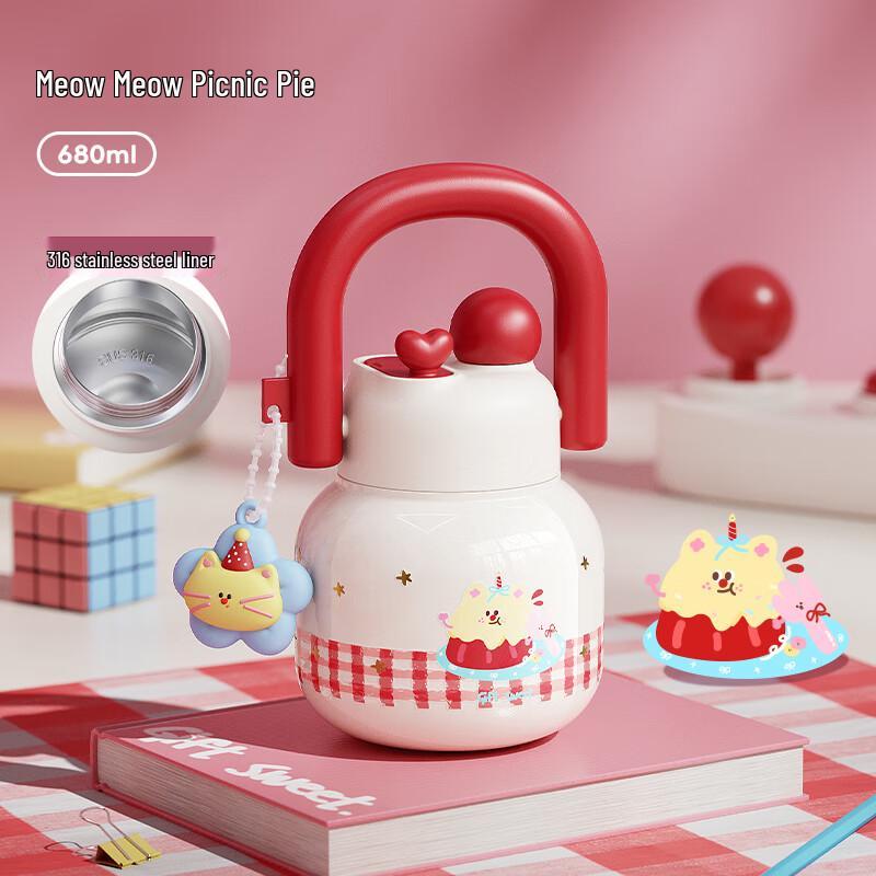 

Wushengwu Kids 316 SS Insulated Straw Bottle - Meow Picnic Party