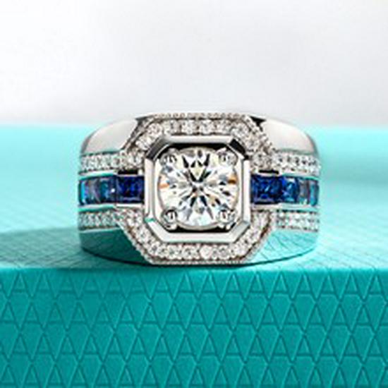 925 Sterling Silver 3 Carat Moissanite V-Shaped Engagement Ring Set, Light Luxury Women’s Wedding Band.