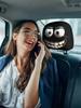 2Pc Funny Big Eyes Smiling Cartoon Printed Car Headrest Covers – Perfect Decoration for Halloween/Christmas Holidays.