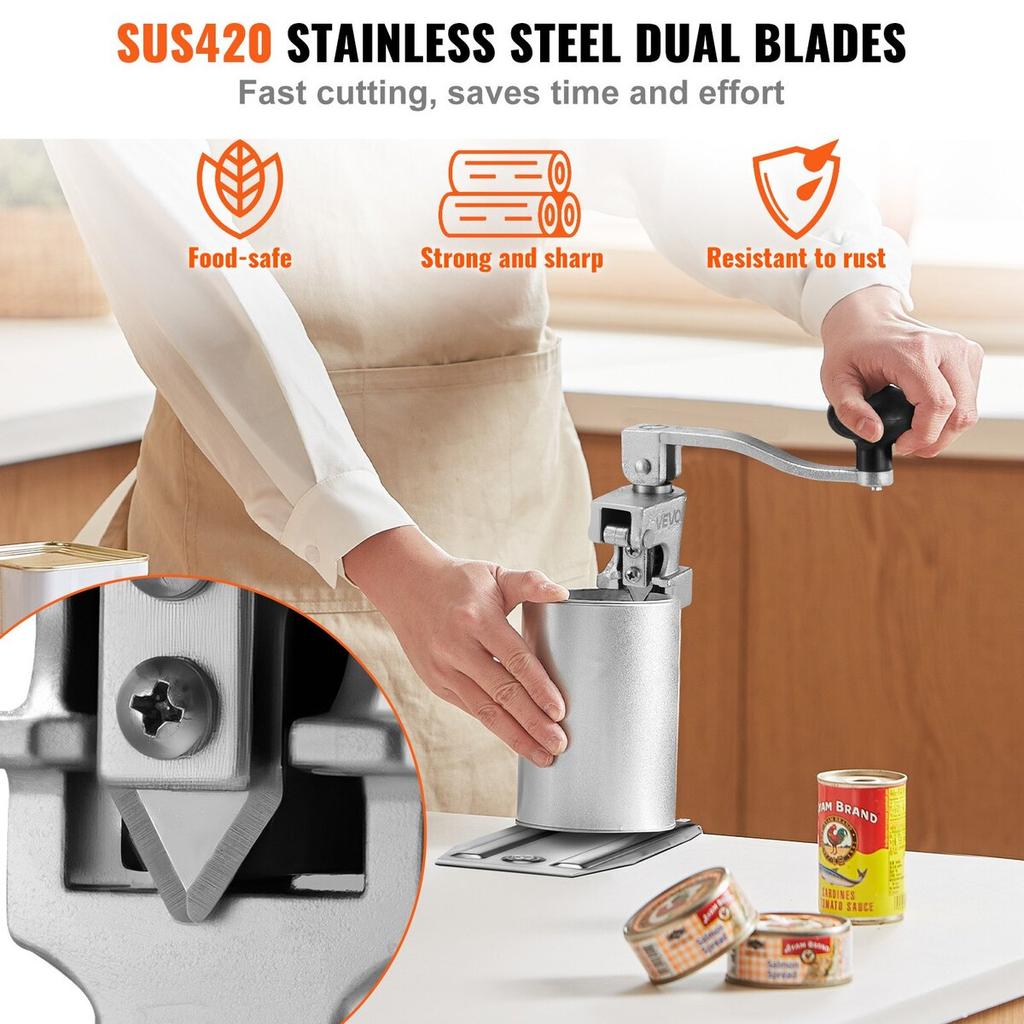 Commercial Can Opener, Heavy-Duty Manual Tabletop Cans Opener for Cans Up to 300 mm Height, Height-Adjustable Professional Can Openers Fixed with