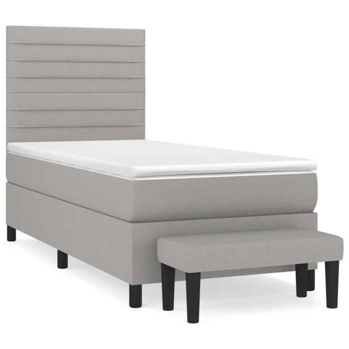Maison Exclusive - Sommier à lattes de lit avec matelas Gris clair 90x200 cm Tissu