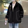 Men's Spring and Autumn New Loose Heavy Fatty Plus Fatty Plus Hooded Casual Jacket