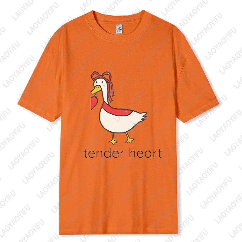 Funny Couple Cotton Tshirts Valentines Day Gift for Husband Wife Girlfriend Boyfriend Goose Tender Heart Tee Lovers Clothes