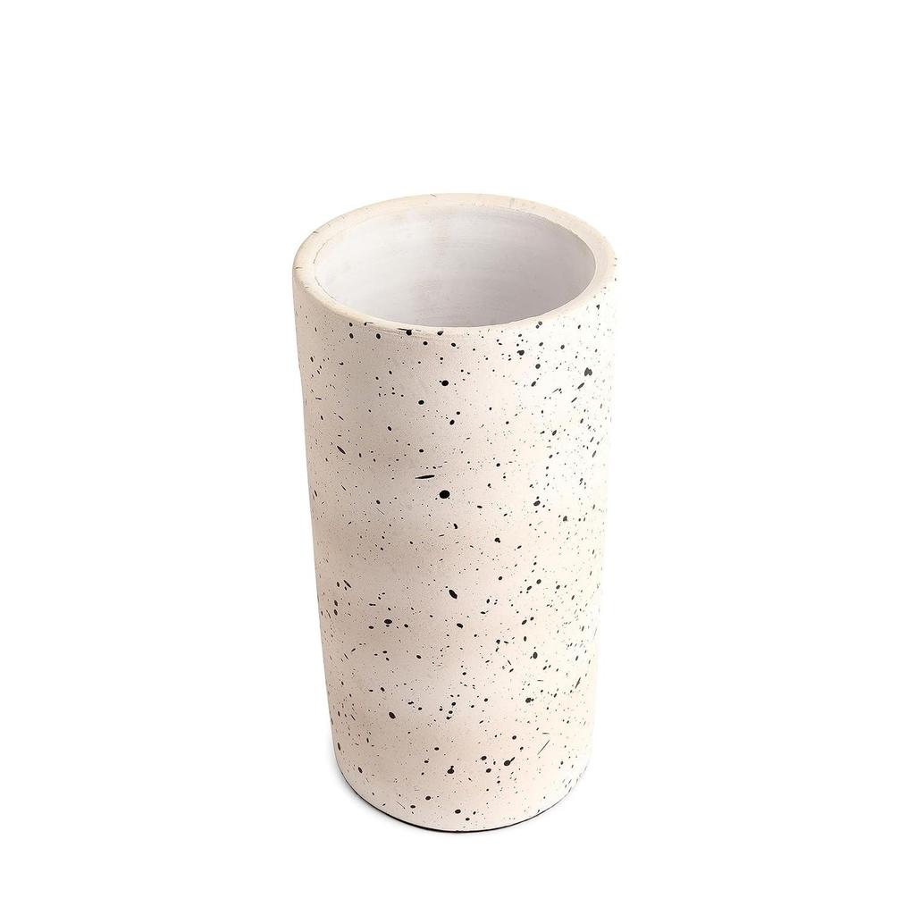 Traditional Terracotta Round Table Vase Decorative White Flower Vases for Living Room Office Bookshelf Decoration - Earthenware Showpiece Pots