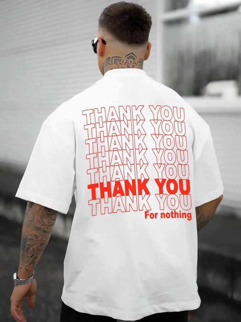 Tack för ingenting Brev Grafiskt Tryck Herr T-shirts Högkvalitativ T-shirt Kläder Sommar Hip Hop T-shirt Rund Hals Mjuk Bomull Toppar