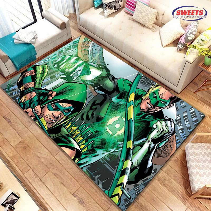 New Shelves ! Classic DC Green Arrow Carpet, Living Room Bedroom Office Children's Room of Choice, Non-slip Machine Washable Mat