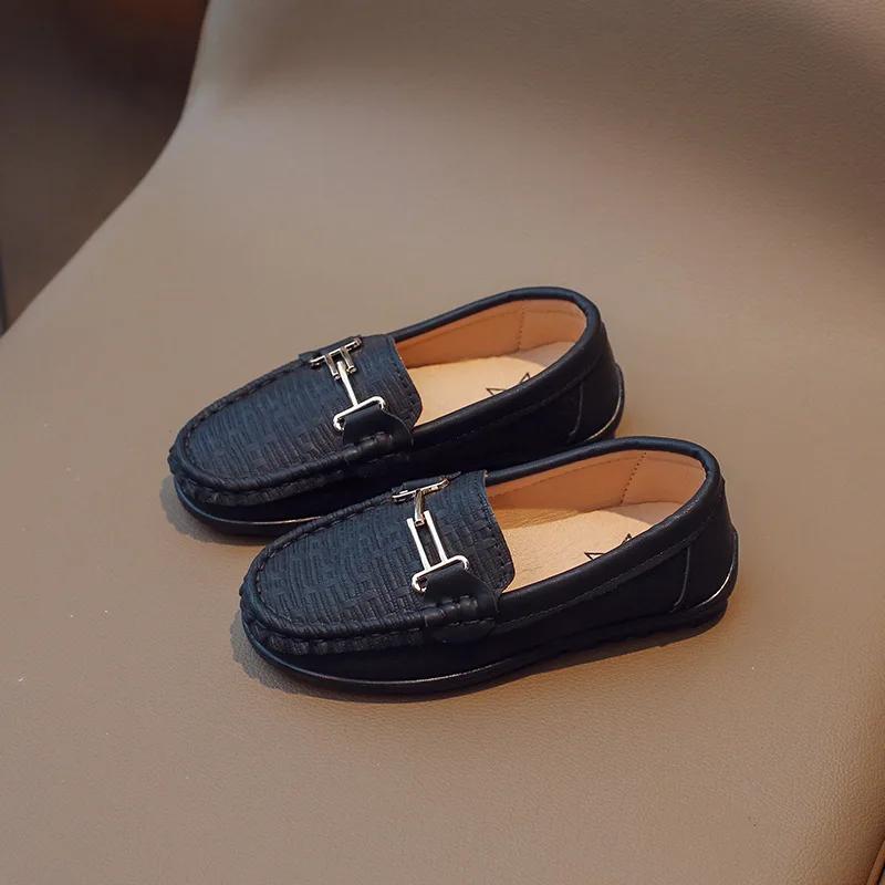 CN 26-35 Boys Casual Shoes 2024 Spring Autumn Kids Slip-on Shoes Boys Loafers Fashion Design Soft PU Leather Shoes For Boy