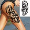 Death Skull Flower Temporary Tattoo For Women Girls Snake Bird Peony Tattoo Sticker Black Fake Blossom Sexy Tatoo Transfer Adult