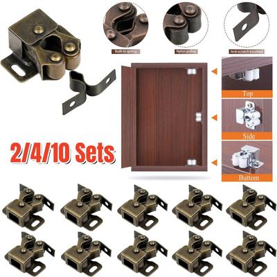 2/4/10 Sets Druck Kleiderschranktür Schnalle Schrankschnapper Doppelrollenverschluss Beschläge für Möbel, Schrank, Schubladen, Schranktür
