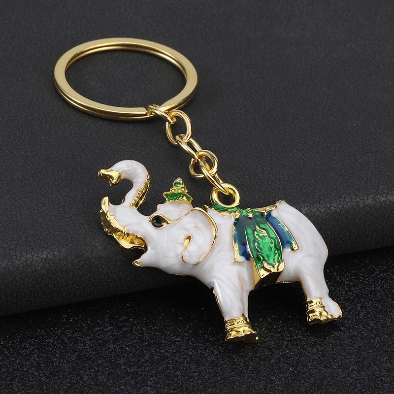 Elephant Keychain Vintage Creative Colorful Animal Pendant for Car Bag Decoration Cute Girls Accessory