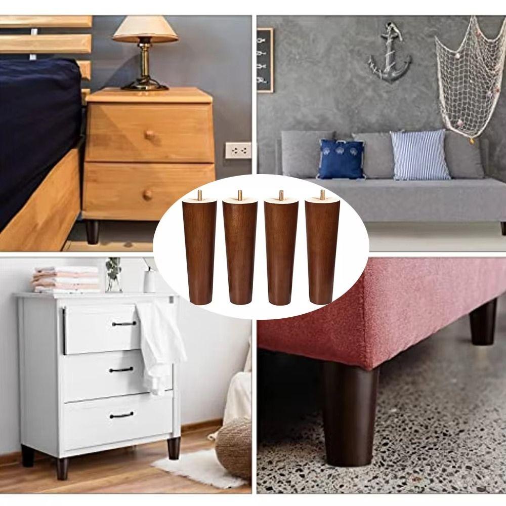8/10/12/15/20cm New Solid Wood Furniture Legs Conical with Iron Sheet Chair Replacement Feet Universal Sofa Legs