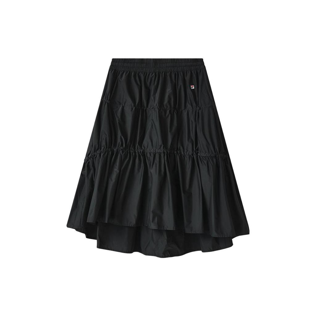 Fila Heritage Series Fashion Solid Color Loose High Waist Straight Woven Casual Skirt Women Skirts Black F11W328306F-BK