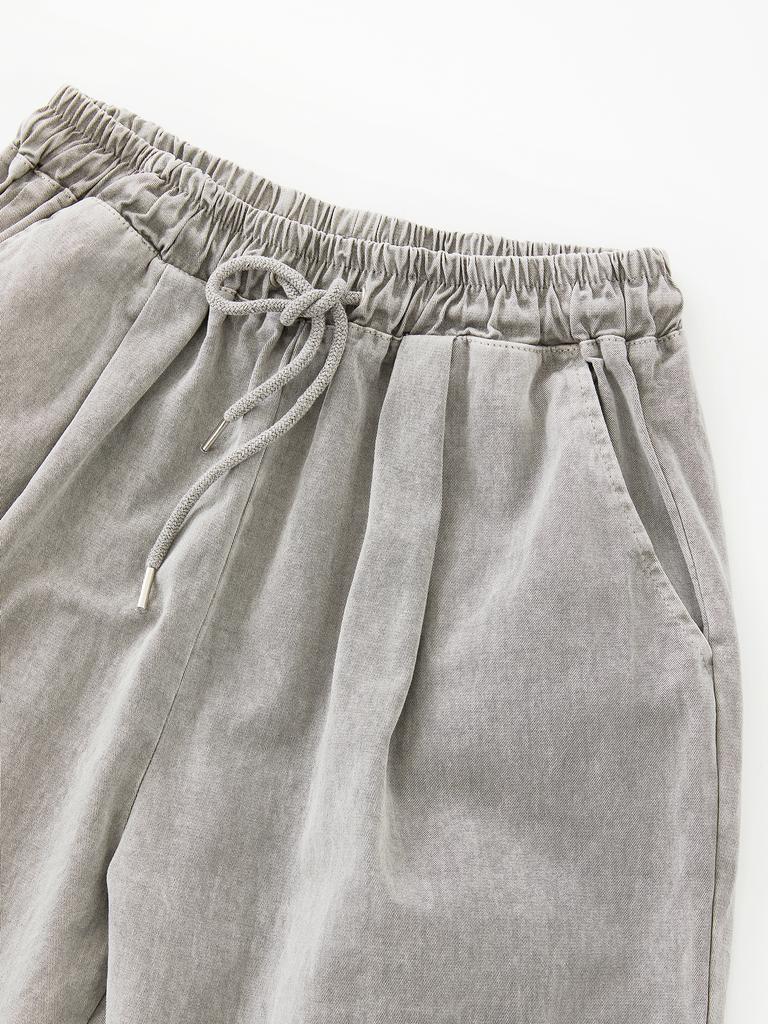 IKALOOK Spring/Autumn Wide Pigment Elastic Waist Pants Dpt129