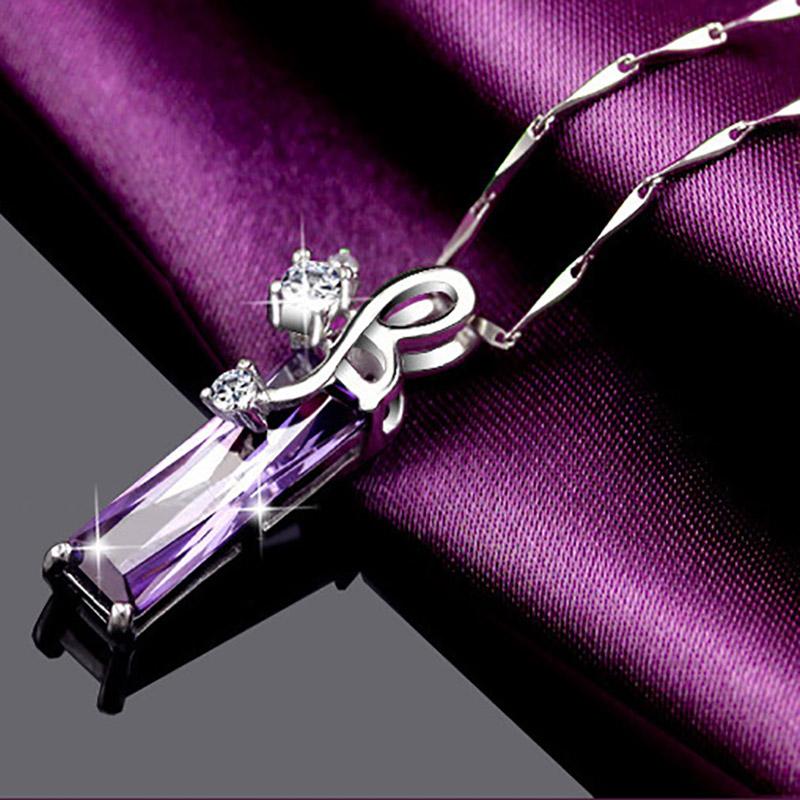 BELLA BOX Hot Selling Purple Amethyst Geometry Gorgeous Pendant Necklaces For Women Charm Wedding Engagement Fine Luxury Jewelry New Trendy
