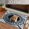 Orange Cat 3D Manhole Door Mat Funny Animal Welcome Rug For Entryway Front Door Porch Indoor Outdoor Pet Lover Decor