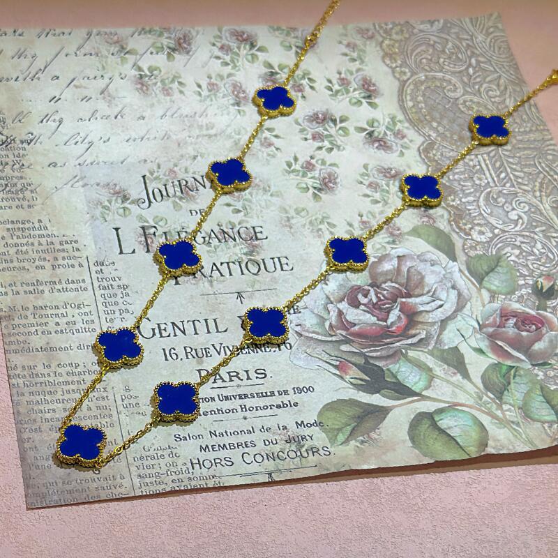 15MM High Version Ten Flower Four-leaf Clover Necklace 18k Double-sided Mother-of-pearl Four-leaf Clover Sweater Chain