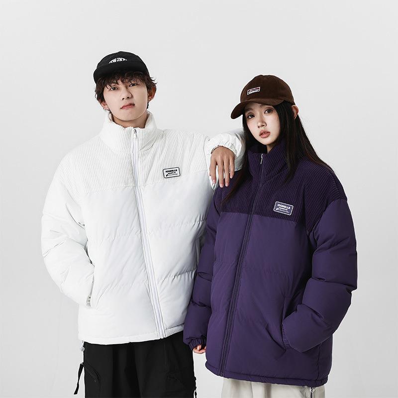 Contrasting Color Splicing Stand-up Collar Cotton Clothes Men's Winter Korean Down Cotton Clothes Early Spring Couples