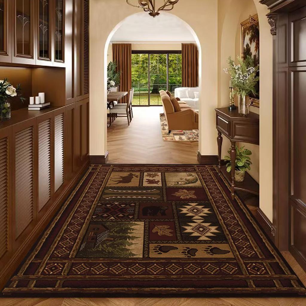 Rustic Style Animal Pattern Carpet Living Room Non-slip Soft Decoration Bedroom Rug Easy Cleaning Entrance Door Mat Customizable