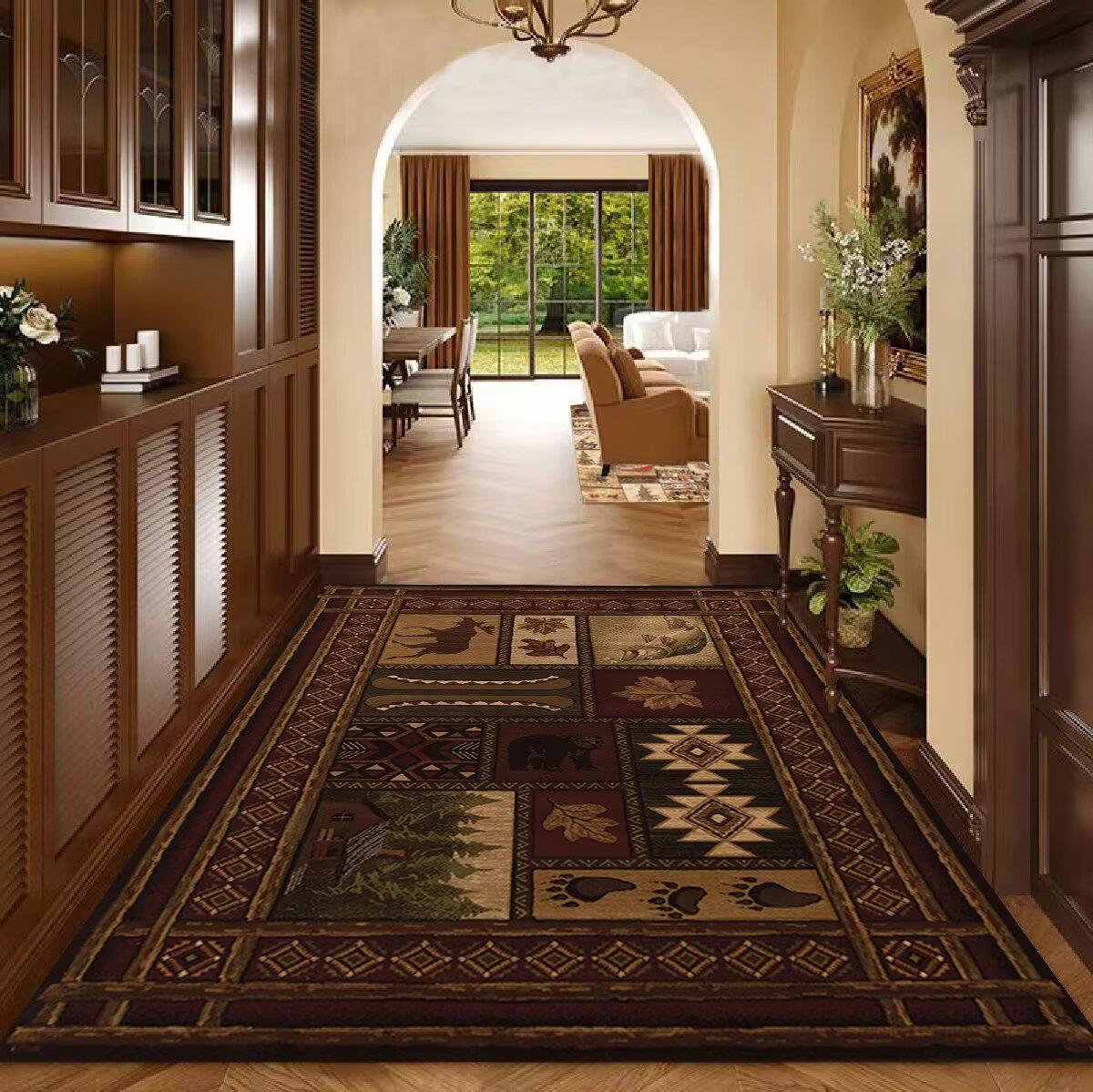 

Rustic Animal Pattern Carpet Non Slip Soft Rug for Living Room Bedroom Easy Cleaning Decorative Entrance Door Mat 60*90cm