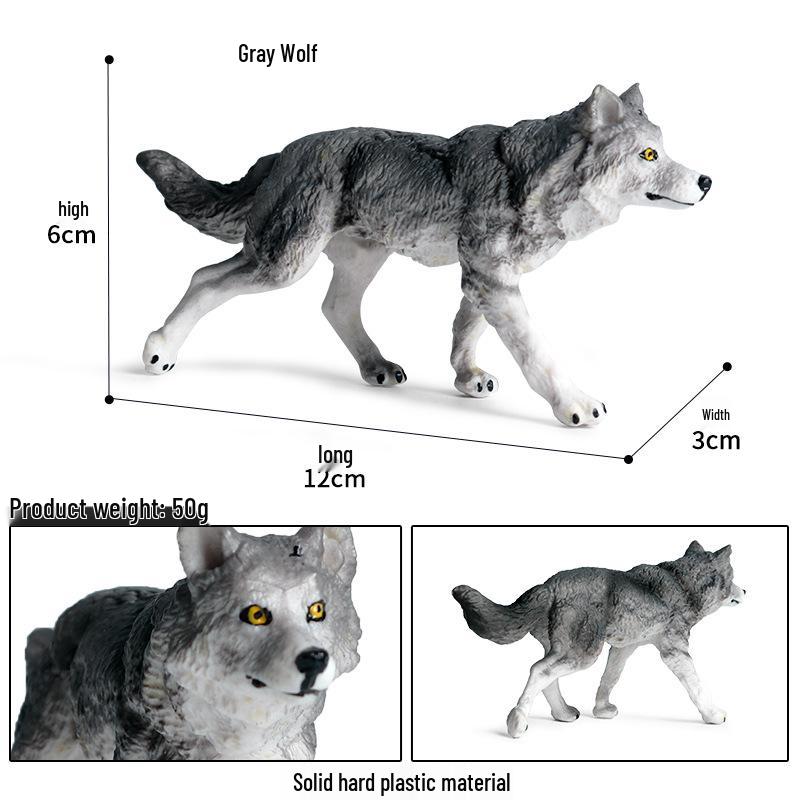 Cross-border Wild Animal Model: Prairie, Brown, Snow, Predator Wolves & Cub Educational Display Toy