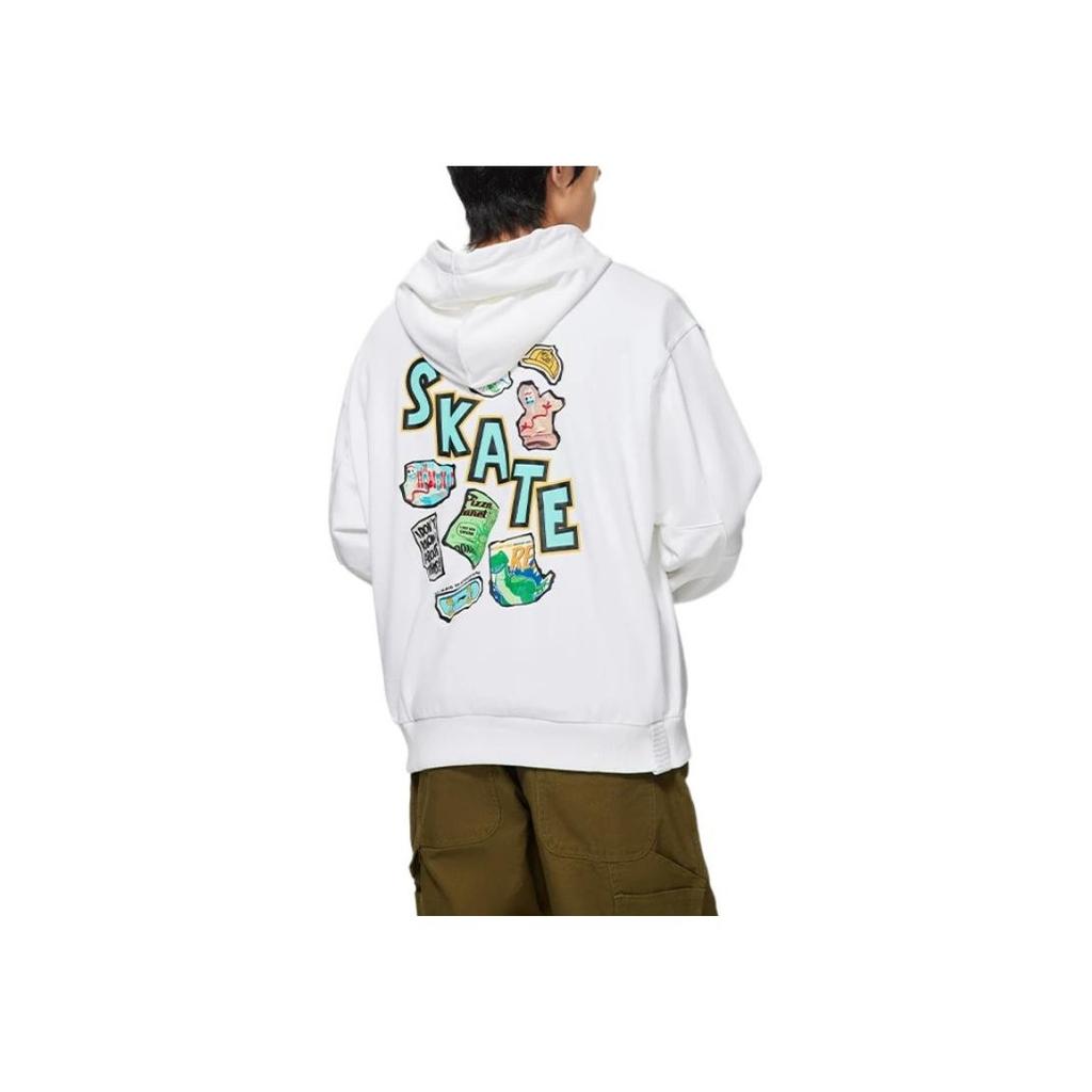 Li-Ning X Disney Toy Story Cartoon Character Patch Loose Hoodie Long Sleeve Sweatshirt Unisex Tops White AWDS579-2