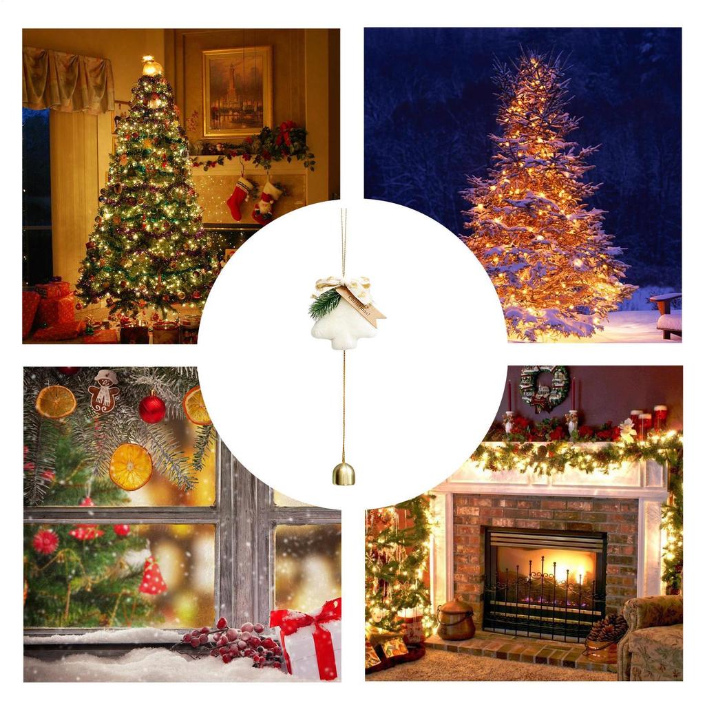 Christmas Bells For Door 2 Pieces Winter Holiday Festive Ornaments Christmas Bell Wind Chimes For Indoor Home Bedroom Living