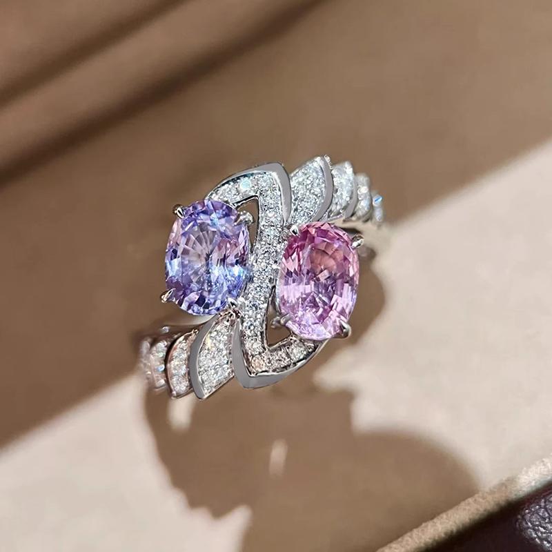 Huitan Charming Purple/Pink Cubic Zirconia Women Rings Romantic Bridal Wedding Accessories Sparkling Rings Party Fashion Jewelry 6