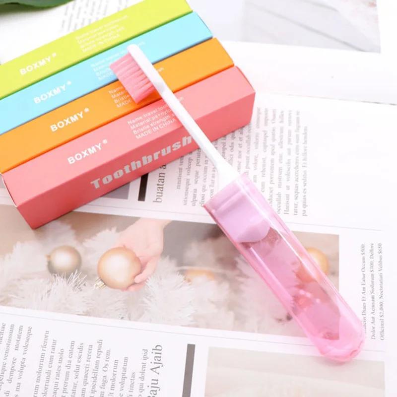 1/4pcs Folding Travel Toothbrush, Portable & Saves Space with Case, Soft Bristles for Camping Business Trips, Oral Care Kit