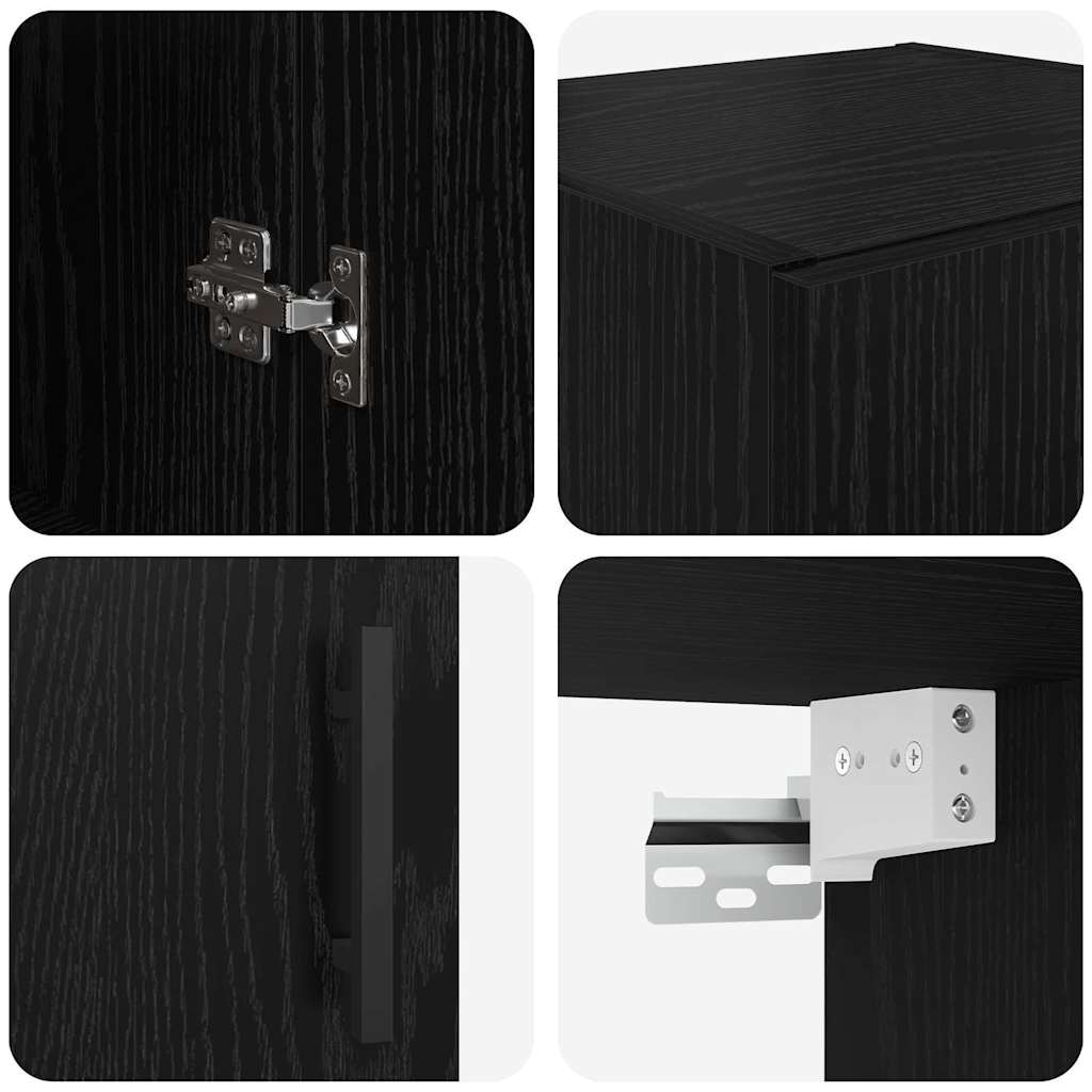Wall Mounted Cabinet Black Oak Effect 34.5 x 34 x 90 cm