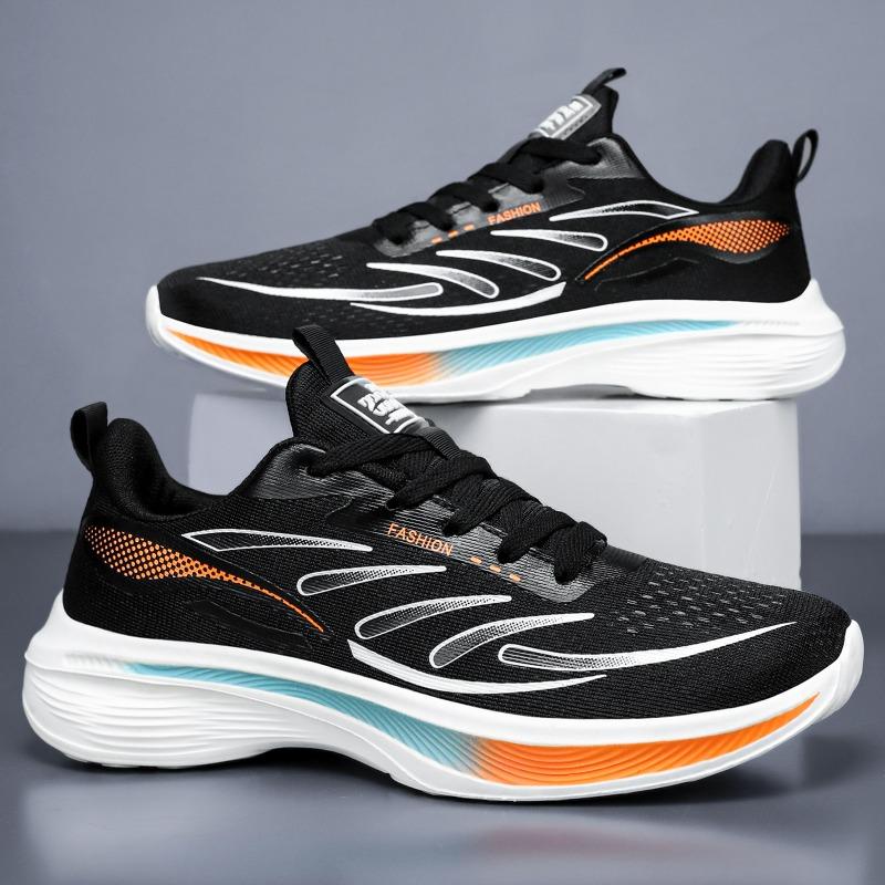 Men Plus Size Casual Running Sneakers, Light Breathable Odor Resistant Single Shoes For Dad