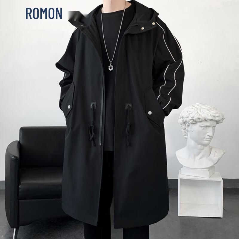 ROMON Men s Hooded Mid-Length Autumn/Winter Windbreaker 2XL