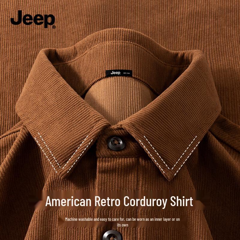 Jeep Мужская вельветовая рубашка с длинным рукавом свободного кроя M