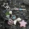 Sweet Pastel Bag Charm Hollow Star Clasp Pink Blue Beads Bow Transparent Star Cherry Blossom Pendant Cute Girl Handbag Decor