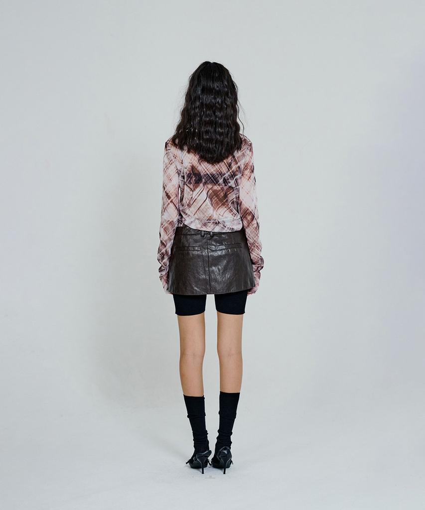 Deoaeteus Leather Out-Pocket Wrap Skirt_Brown