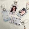 3 Inch Acrylic Camera Shape Kpop Photocard Holder with Keychain Idol Photo Card Display Case Bag Pendant School Stationery