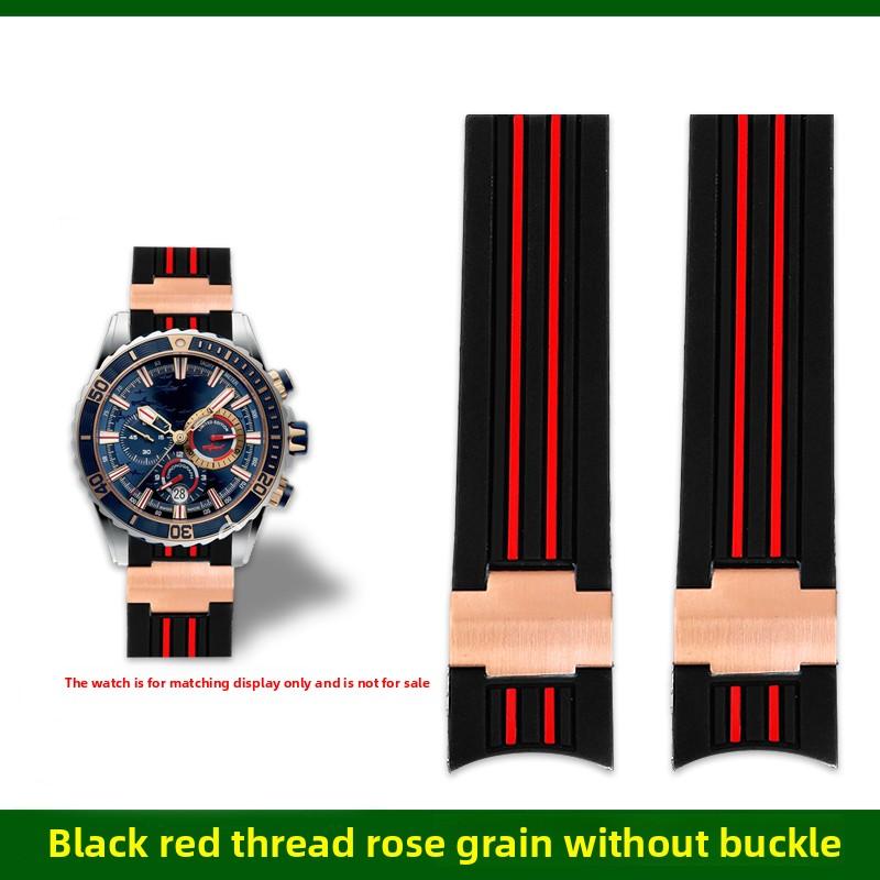 Natürliches Gummi Uhrenarmband 22mm Gebogen für Ulysse Nardin 263-10-3/93 263 DIVER Silikonarmband Faltschließe Wasserdichte Armbänder