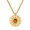 Retro Style Tiger'S Eye Stone Flower Pendant Necklace Female, Stainless Steel Twist Chain Necklace 2669
