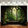 A Spring Green Forest Background Photo Prop, Polyester Banner Decoration, Party Home Decoration