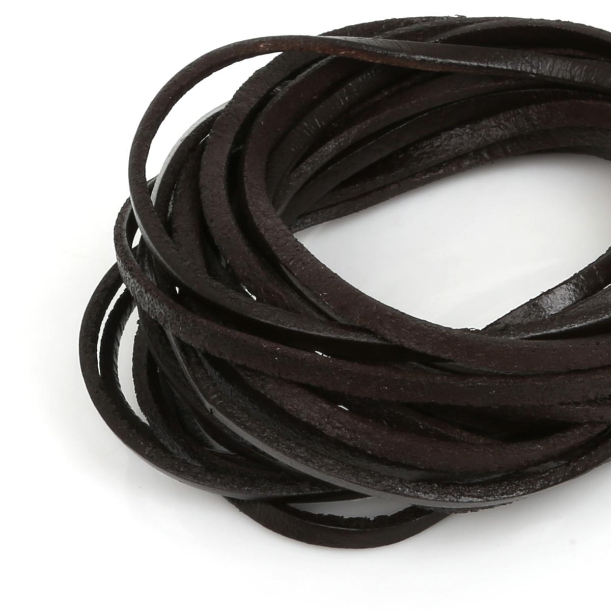 

2 метра Высококачественный Шнур из Натуральной Кожи Плоская Прядь Коровья Кожа Веревка Для Ручной Работы Ожерелья Браслеты DIY Ювелирные Изделия 3x2mm 5M коричневый