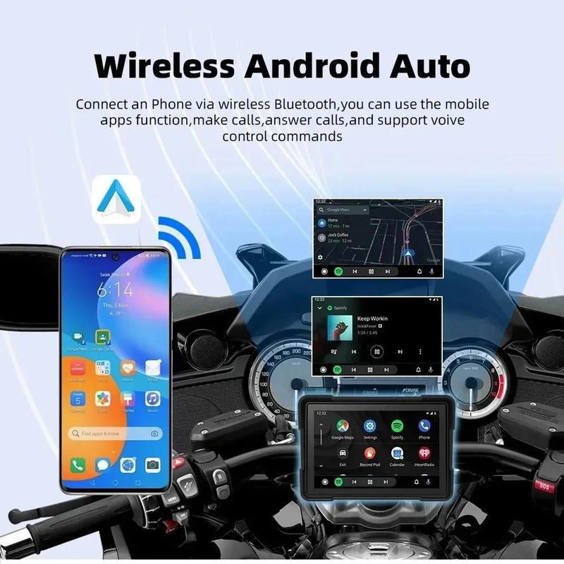 5 Inch Motorcycle Portable GPS Navigation Wireless Carplay Android Auto Display Touch Screen IP67 Waterproof Multimedia Player Ms450