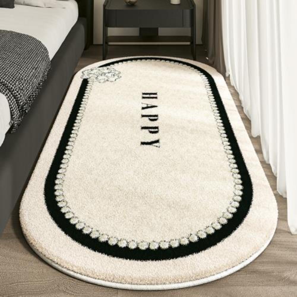 Bedroom Bedside Premium Imitation Cashmere Retro Carpet Machine Washable Thickened Oval Bedside Home Floor Mat Living Room Blanket