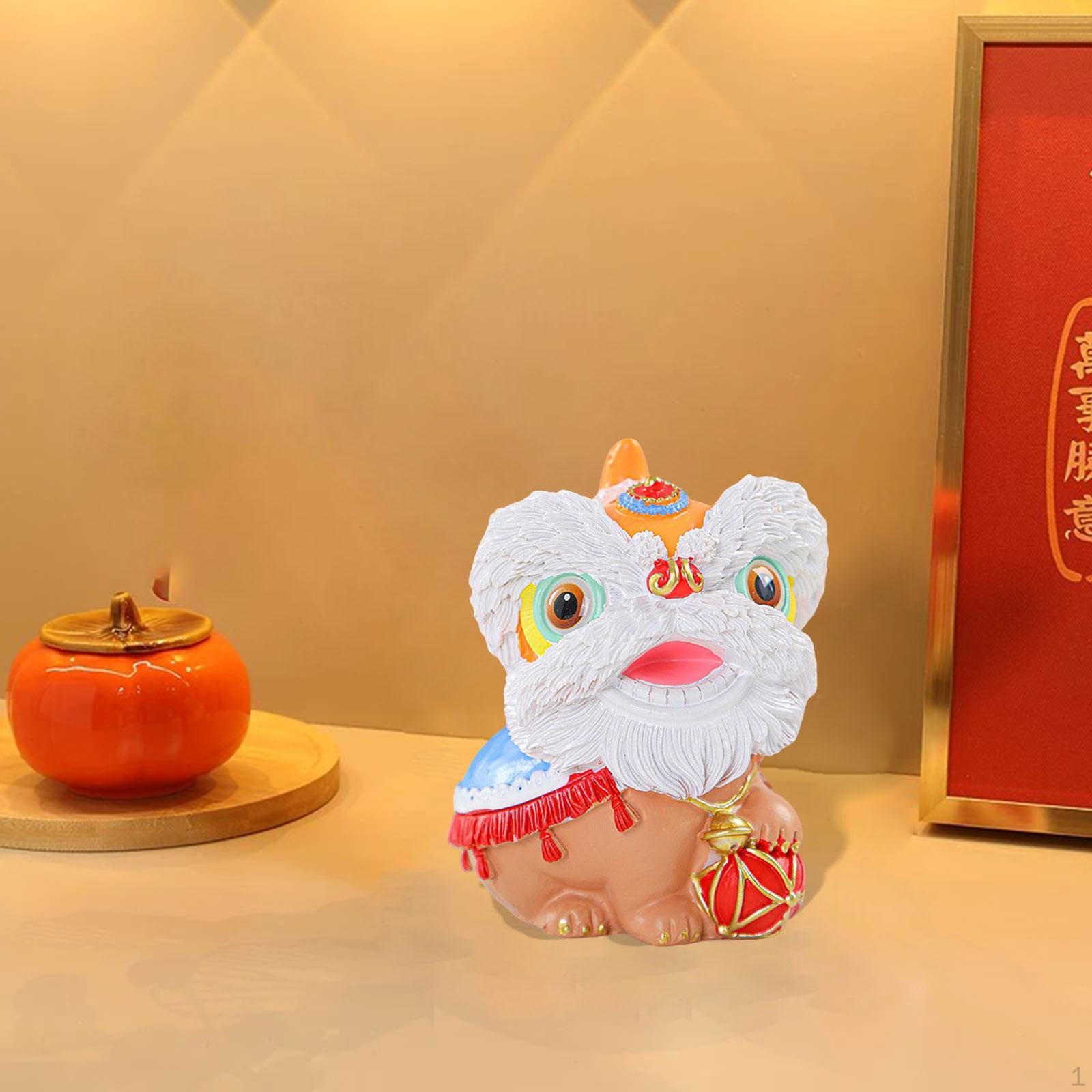 

Китайский танец льва статуя животное скульптура смола подарок на новоселье украшение весенний фестиваль белый