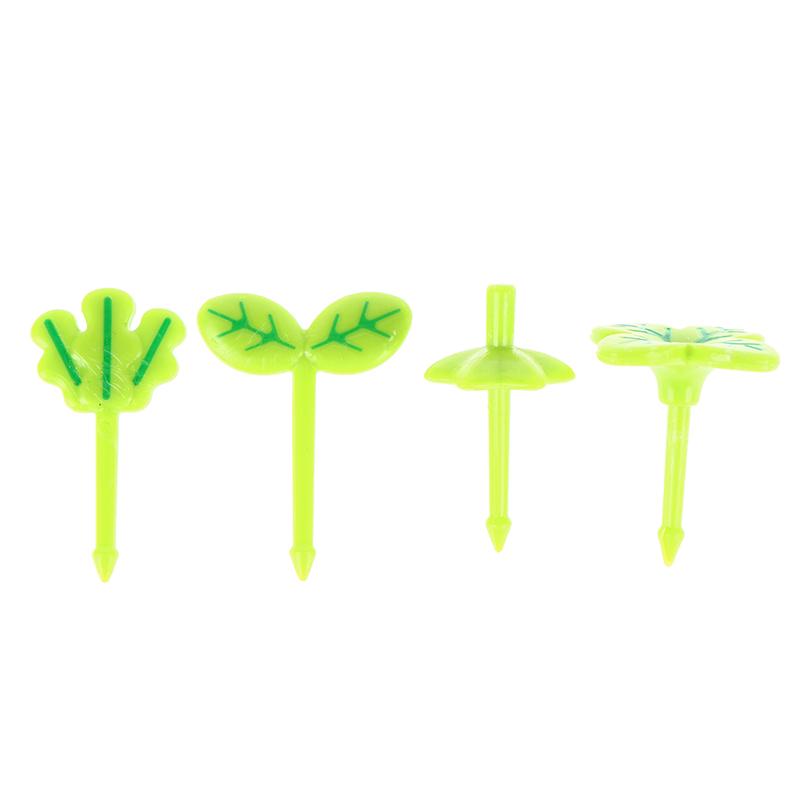 8Pcs Fruit Fork Toothpick Leaves Plastic Decoration Lunch Box Bento Accessories