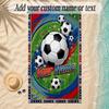 Soccer Theme Soft Beach Towel Personalized Custom Name Text Towel Portable for Beach Pool Travel