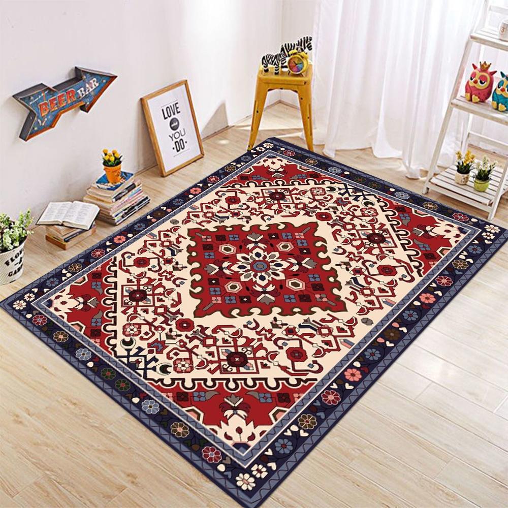 Retro Ethnic Carpets Turkish Persian Rug for Living Room Bedside Bedroom Vintage Floor Mat Entrance Doormat Carpet Large Rug