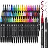 61 Colors Art Markers Set, Double Tip Brush Pens with Fine & Brush Tips for Adult Coloring, Sketching, Drawing and Painting