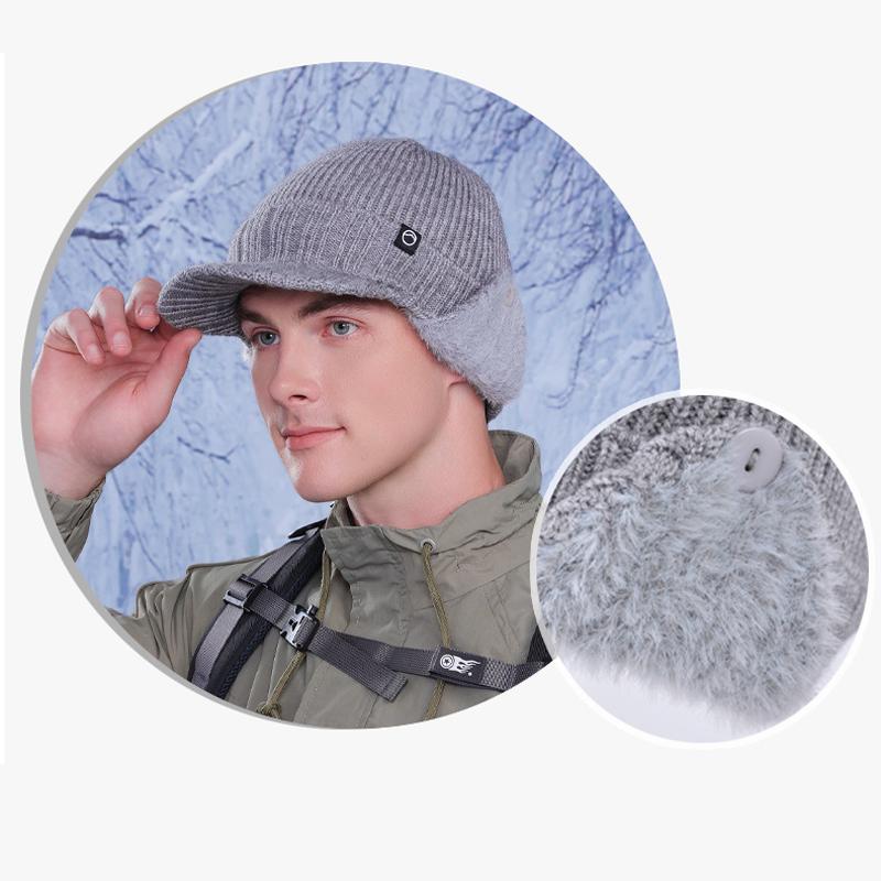 Winter Ohrenschutzkappe Herren Kältefest Warm Gestrickte Baseballkappe Outdoor Reiten Fleece Mütze
