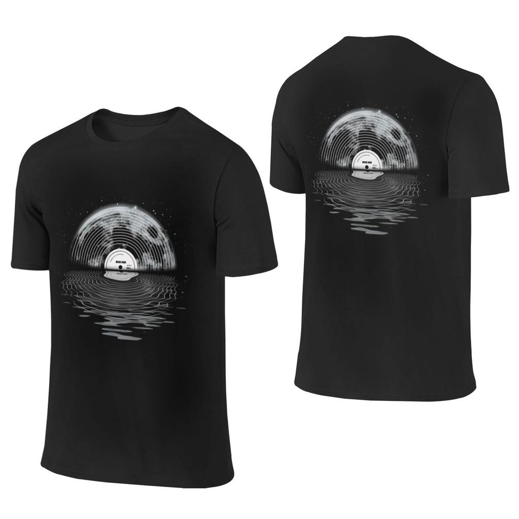 Moon Song American Style Reversible Tshirt Casual Versatile Embroidery Unisexs Tshirts